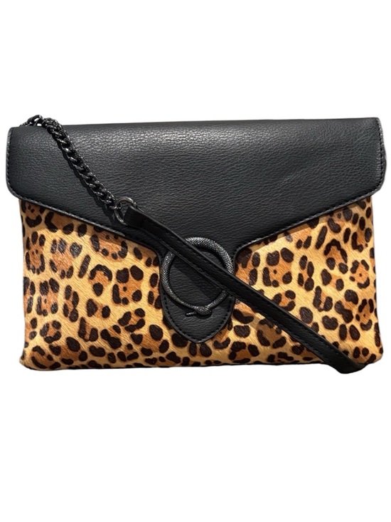 Handbags - Leopard Print Black Leather Clutch